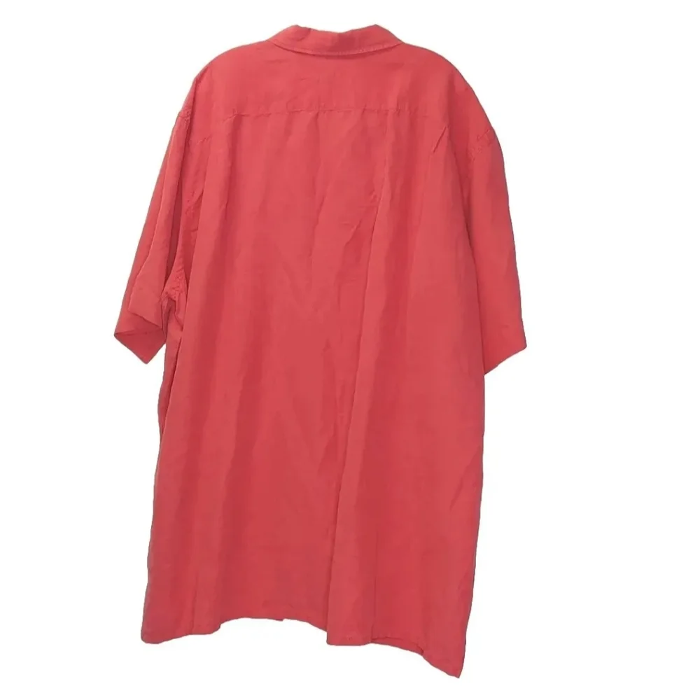 Polo Ralph Lauren Camp Shirt Silk Linen Men 2X Tall Hawaiian Coral Pony Logo